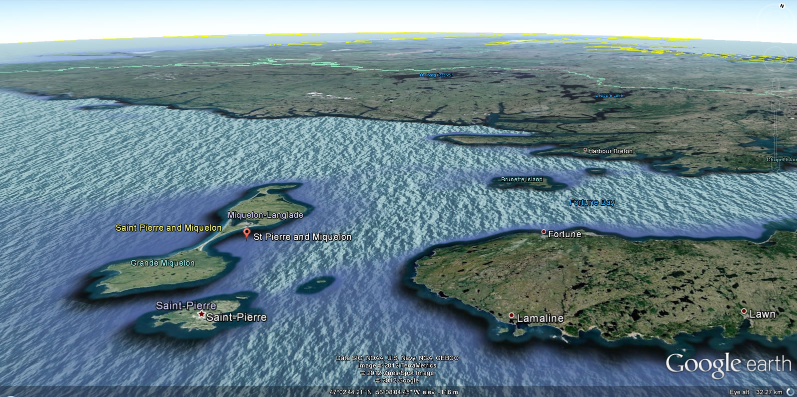 Saint Pierre et Miquelon terre carte